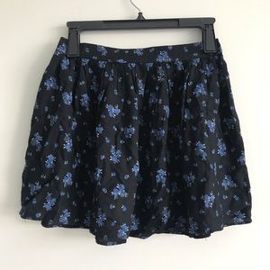 American Eagle Black Floral Mini Skirt